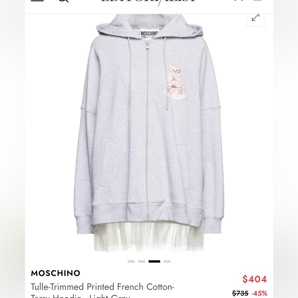 Moschino Tulle trimmed French terry hoodie 
Moschino bear  size 4 small/ med